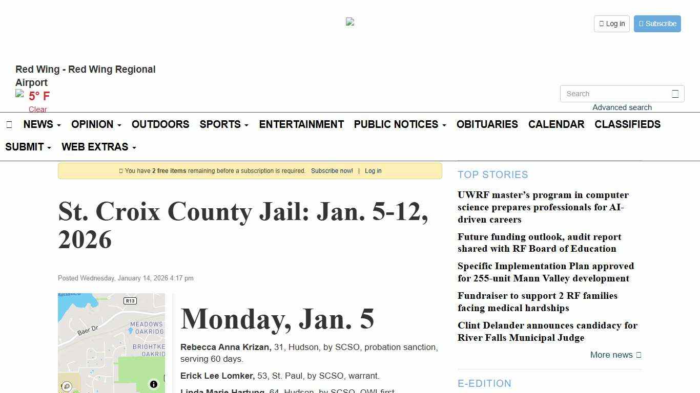 St. Croix County Jail: Jan. 5-12, 2026 - Pierce County Journal